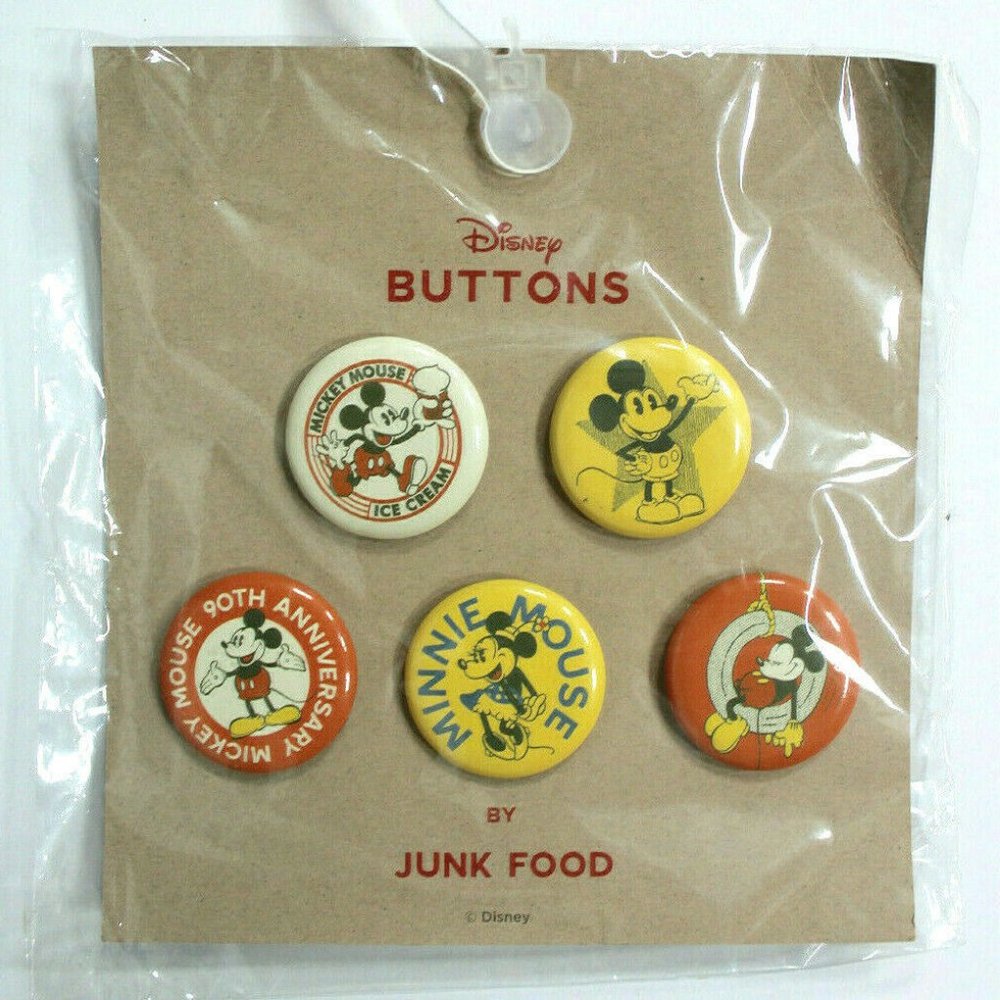 Disney x Junk Food 5-Pack Mickey and Minnie Mouse Buttons (B)